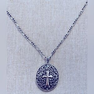Cross Necklace for Women (Silver Plated) (Hallmark - Gold Crown)